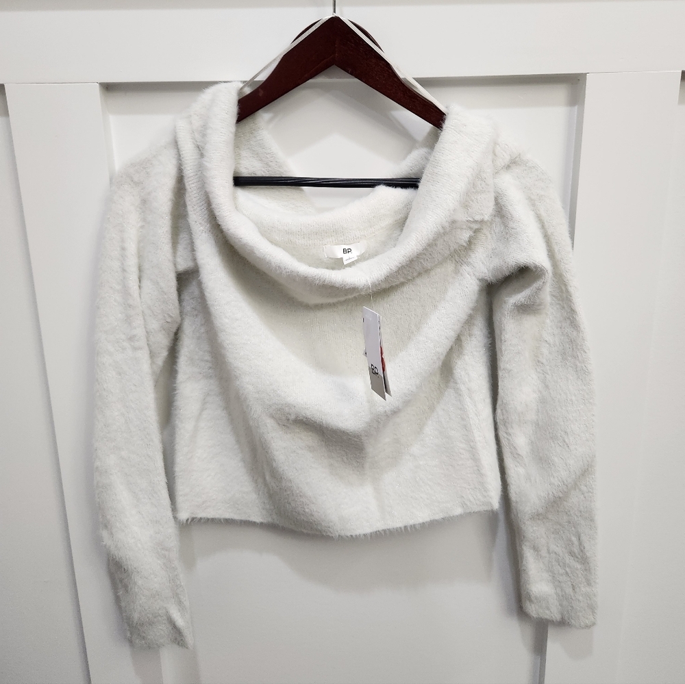 Cozy White Cowl Neck Sweater